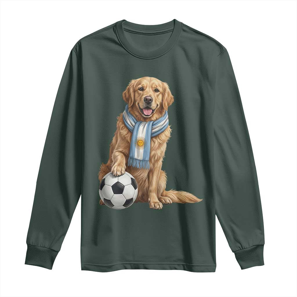 Golden Retriever Soccer Fan Long Sleeve Shirt Argentina Football Pride