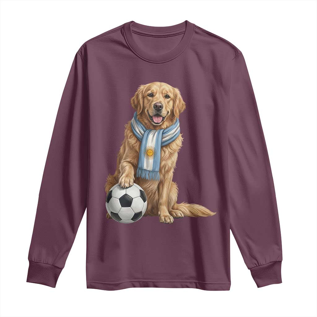 Golden Retriever Soccer Fan Long Sleeve Shirt Argentina Football Pride