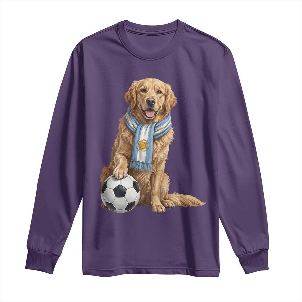 Golden Retriever Soccer Fan Long Sleeve Shirt Argentina Football Pride