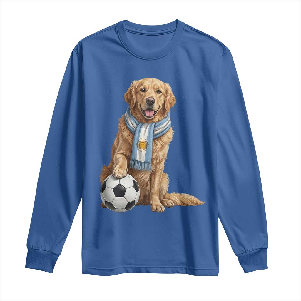 Golden Retriever Soccer Fan Long Sleeve Shirt Argentina Football Pride