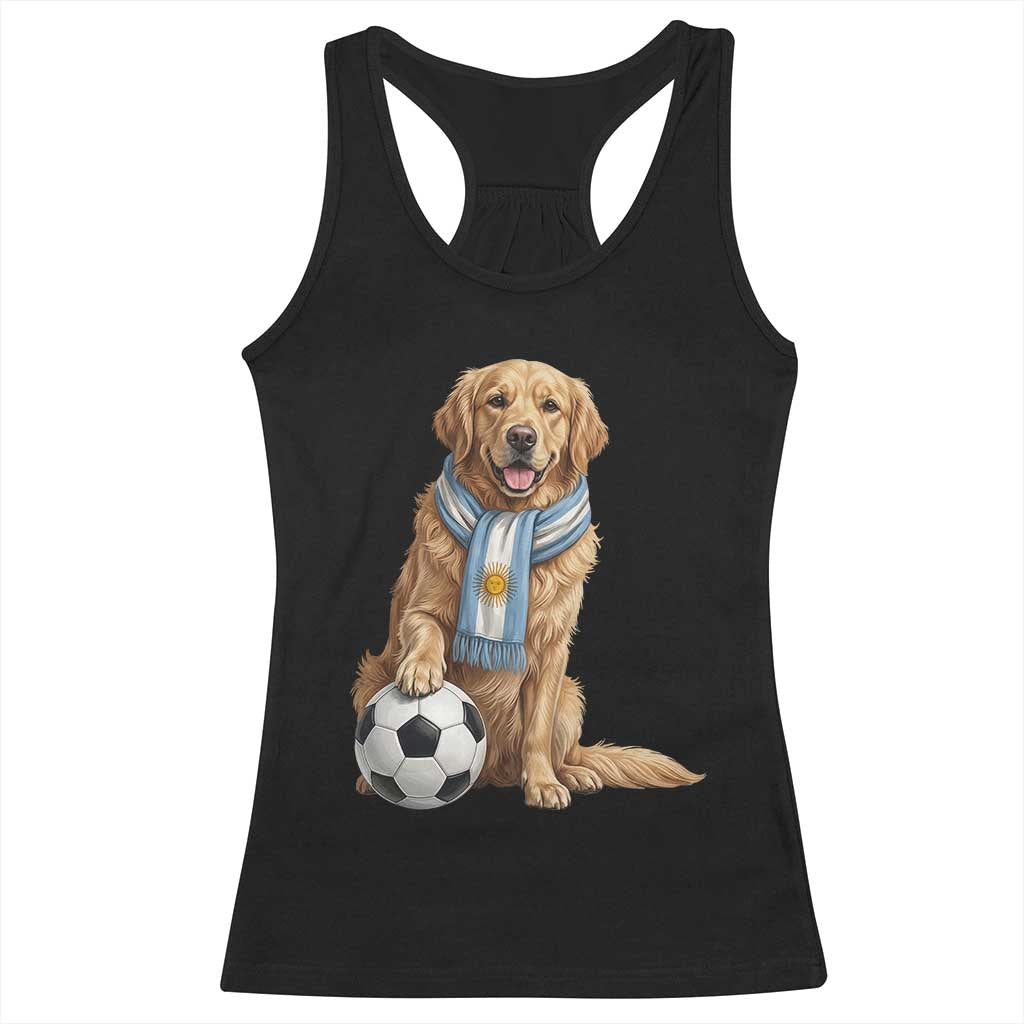 Golden Retriever Soccer Fan Racerback Tank Top Argentina Football Pride