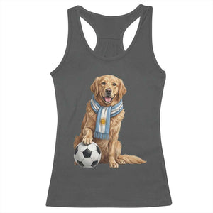Golden Retriever Soccer Fan Racerback Tank Top Argentina Football Pride