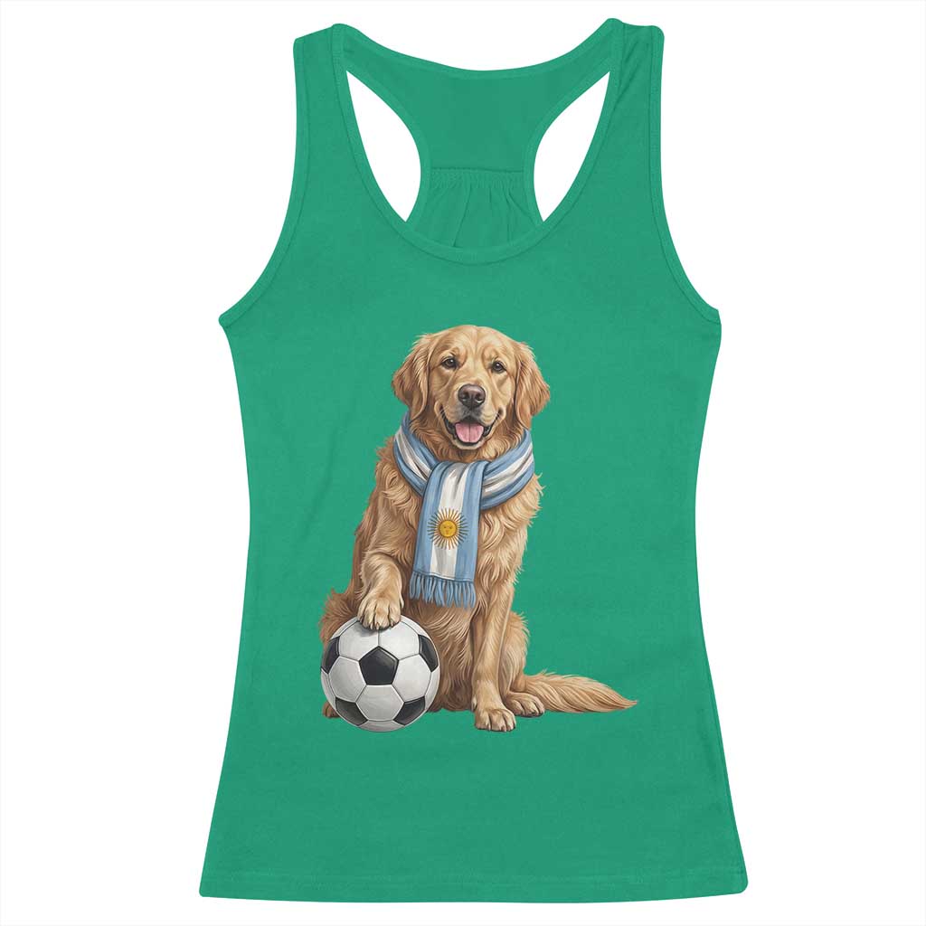 Golden Retriever Soccer Fan Racerback Tank Top Argentina Football Pride