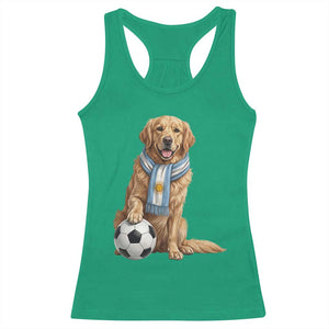 Golden Retriever Soccer Fan Racerback Tank Top Argentina Football Pride