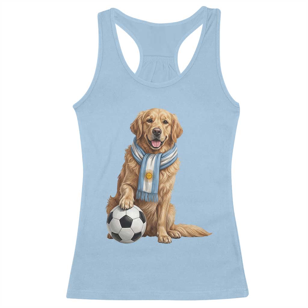 Golden Retriever Soccer Fan Racerback Tank Top Argentina Football Pride