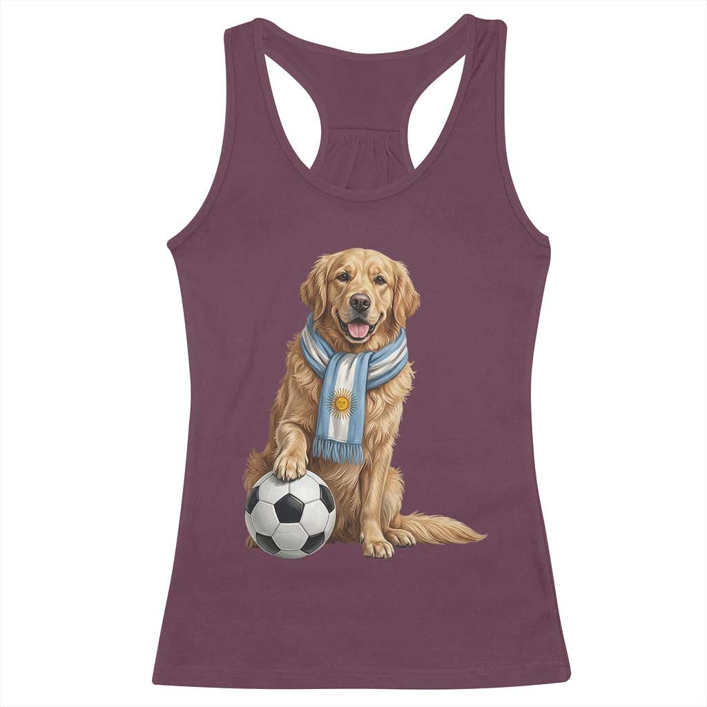 Golden Retriever Soccer Fan Racerback Tank Top Argentina Football Pride