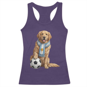 Golden Retriever Soccer Fan Racerback Tank Top Argentina Football Pride