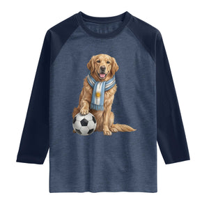 Golden Retriever Soccer Fan Raglan Shirt Argentina Football Pride