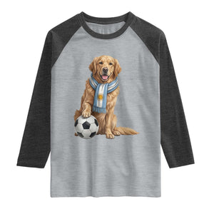 Golden Retriever Soccer Fan Raglan Shirt Argentina Football Pride