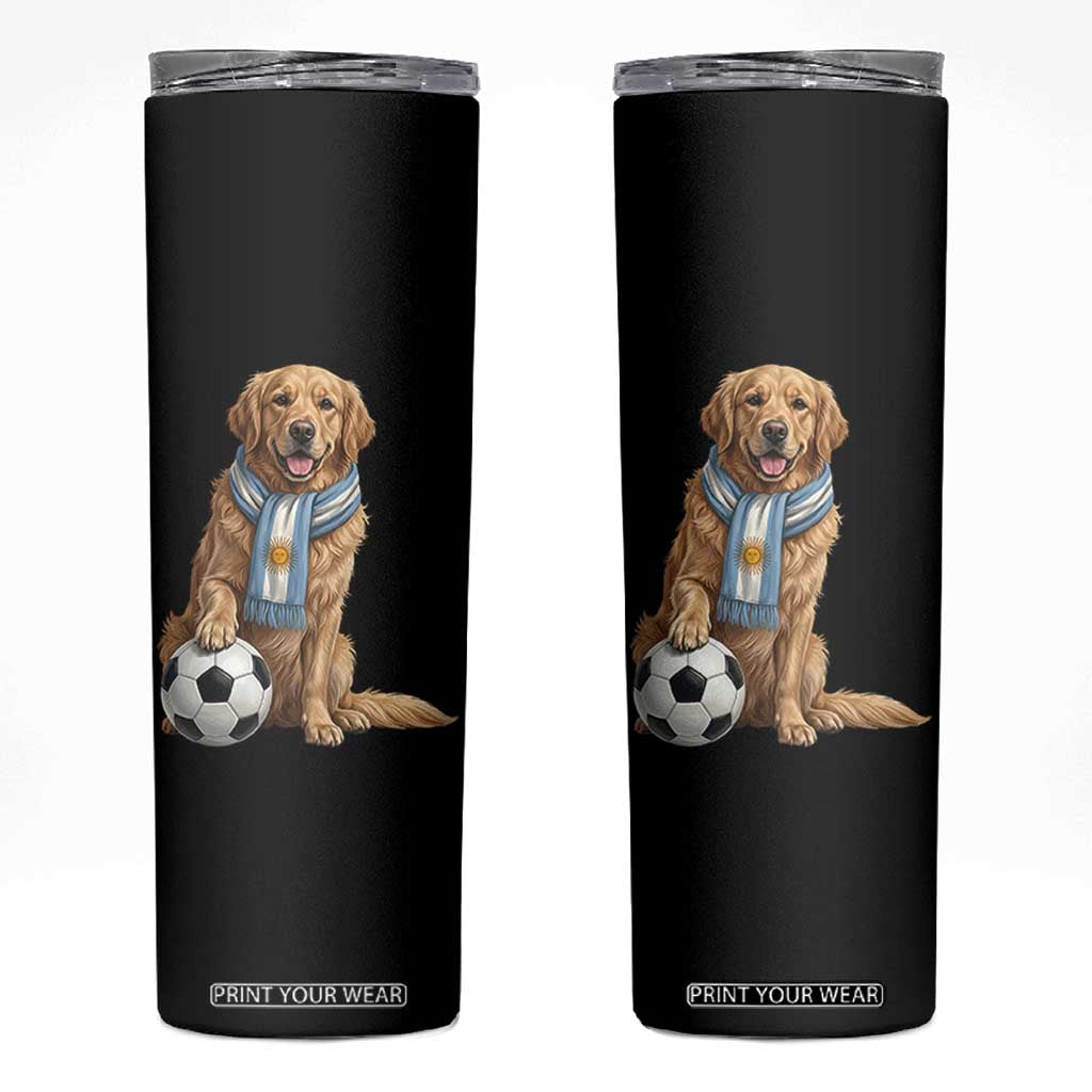 Golden Retriever Soccer Fan Skinny Tumbler Argentina Football Pride TS12 Black Print Your Wear