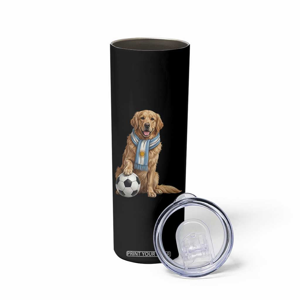 Golden Retriever Soccer Fan Skinny Tumbler Argentina Football Pride