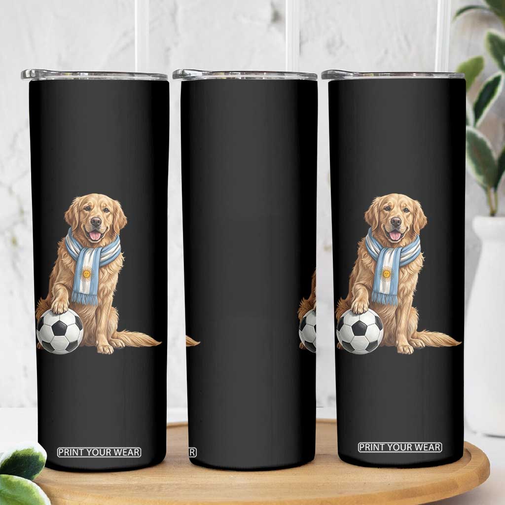 Golden Retriever Soccer Fan Skinny Tumbler Argentina Football Pride