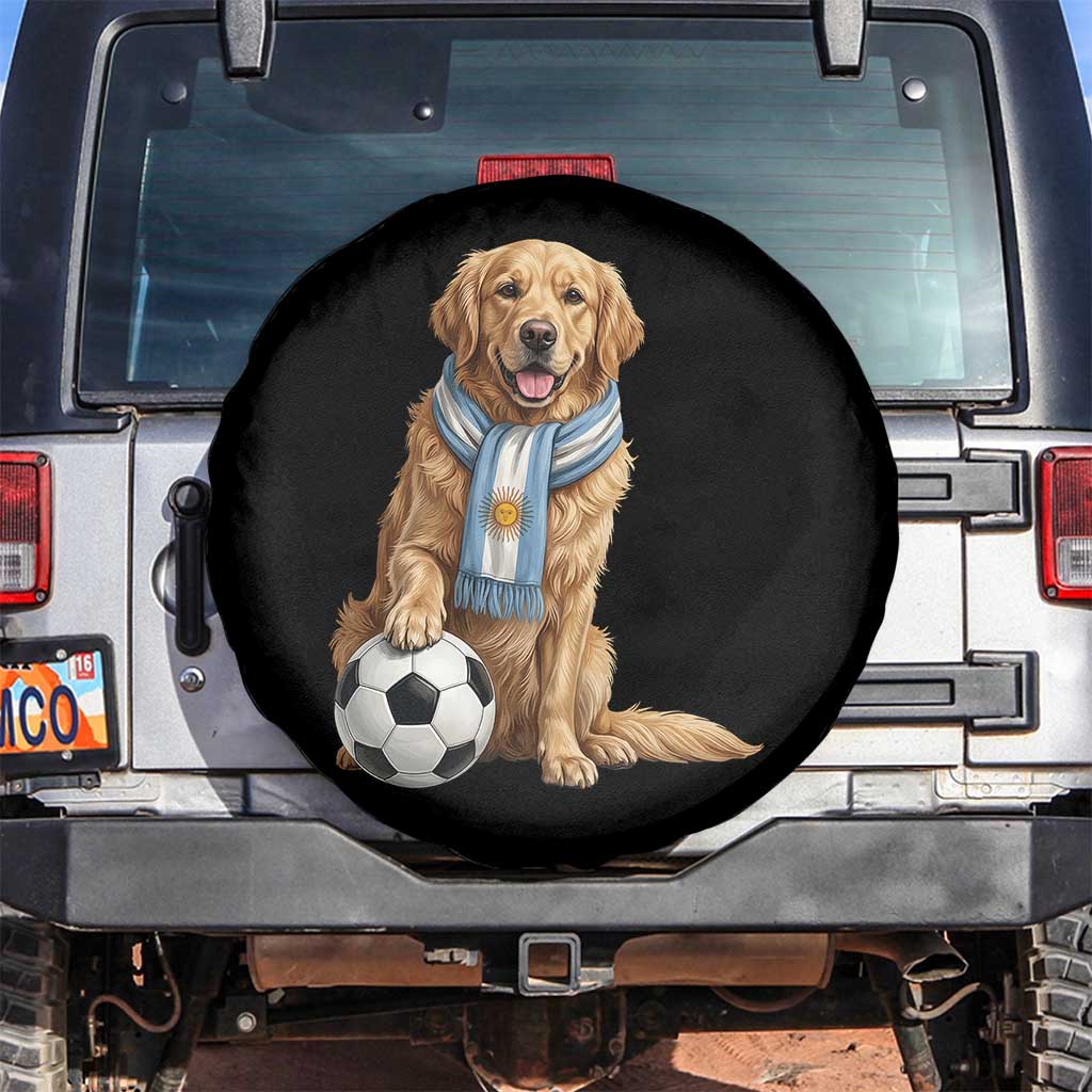 Golden Retriever Soccer Fan Spare Tire Cover Argentina Football Pride TS12 No hole Black Print Your Wear