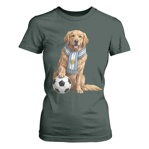 Golden Retriever Soccer Fan T Shirt For Women Argentina Football Pride