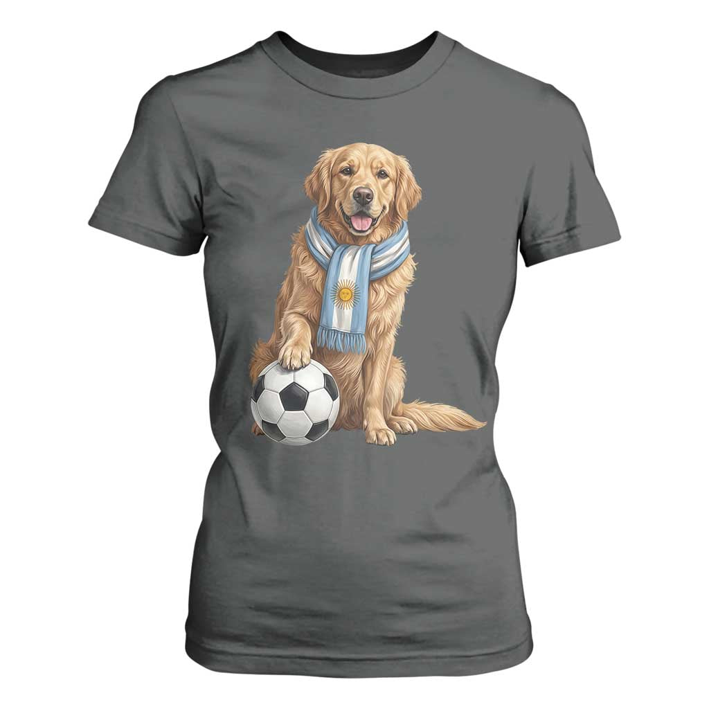 Golden Retriever Soccer Fan T Shirt For Women Argentina Football Pride