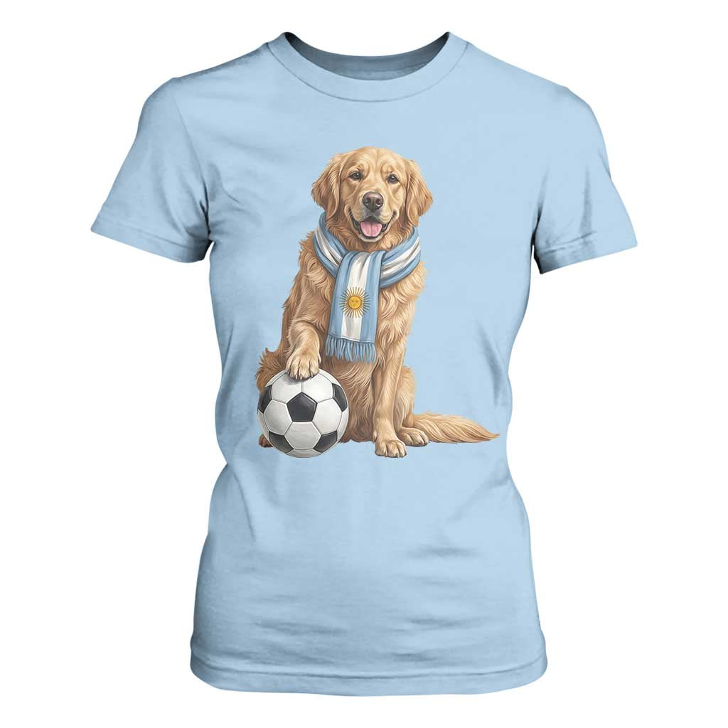 Golden Retriever Soccer Fan T Shirt For Women Argentina Football Pride