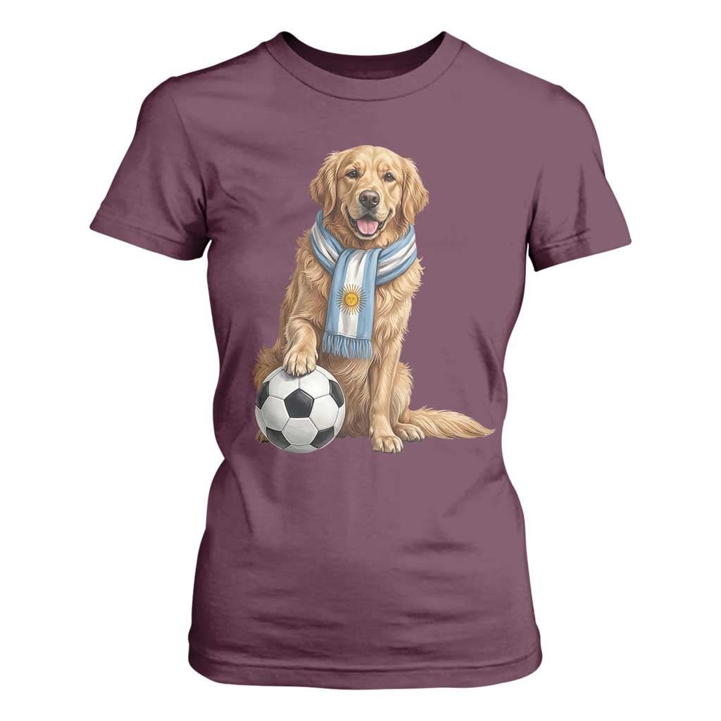 Golden Retriever Soccer Fan T Shirt For Women Argentina Football Pride