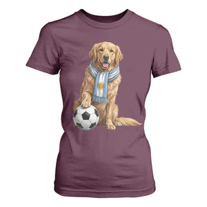Golden Retriever Soccer Fan T Shirt For Women Argentina Football Pride