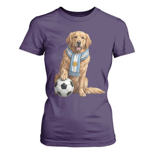 Golden Retriever Soccer Fan T Shirt For Women Argentina Football Pride