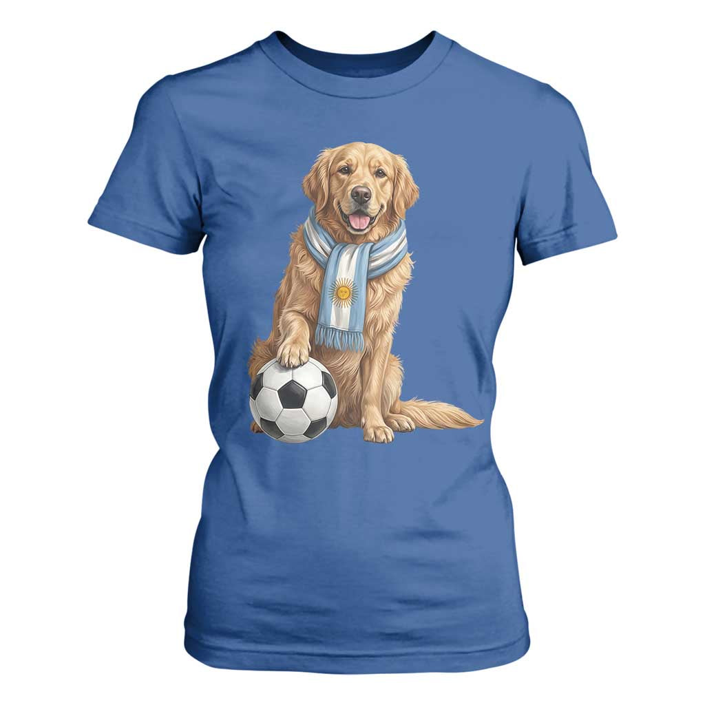 Golden Retriever Soccer Fan T Shirt For Women Argentina Football Pride