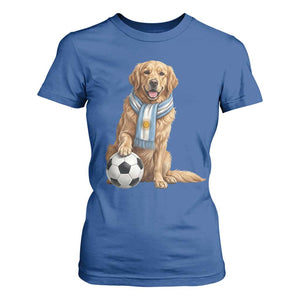Golden Retriever Soccer Fan T Shirt For Women Argentina Football Pride