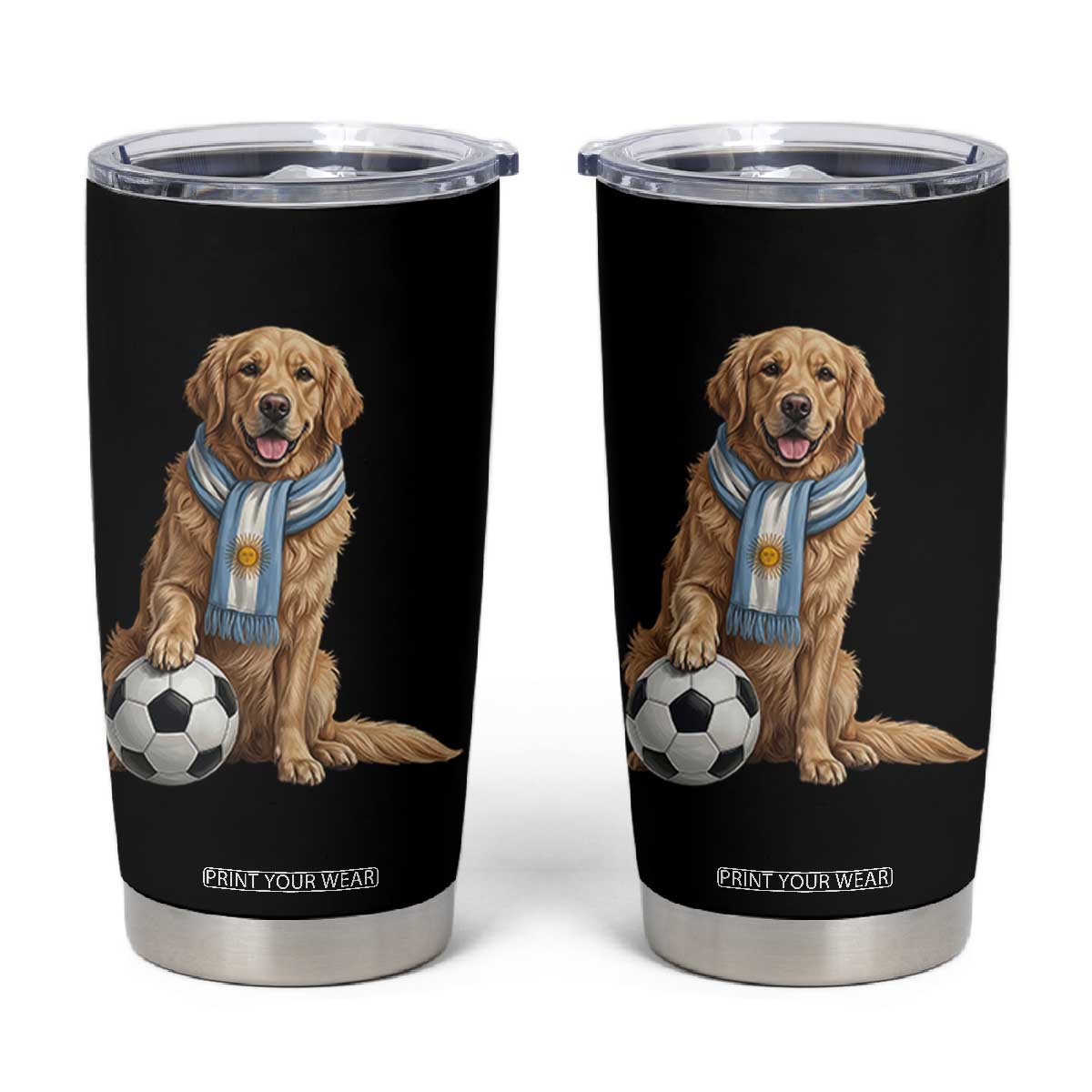 Golden Retriever Soccer Fan Tumbler Cup Argentina Football Pride