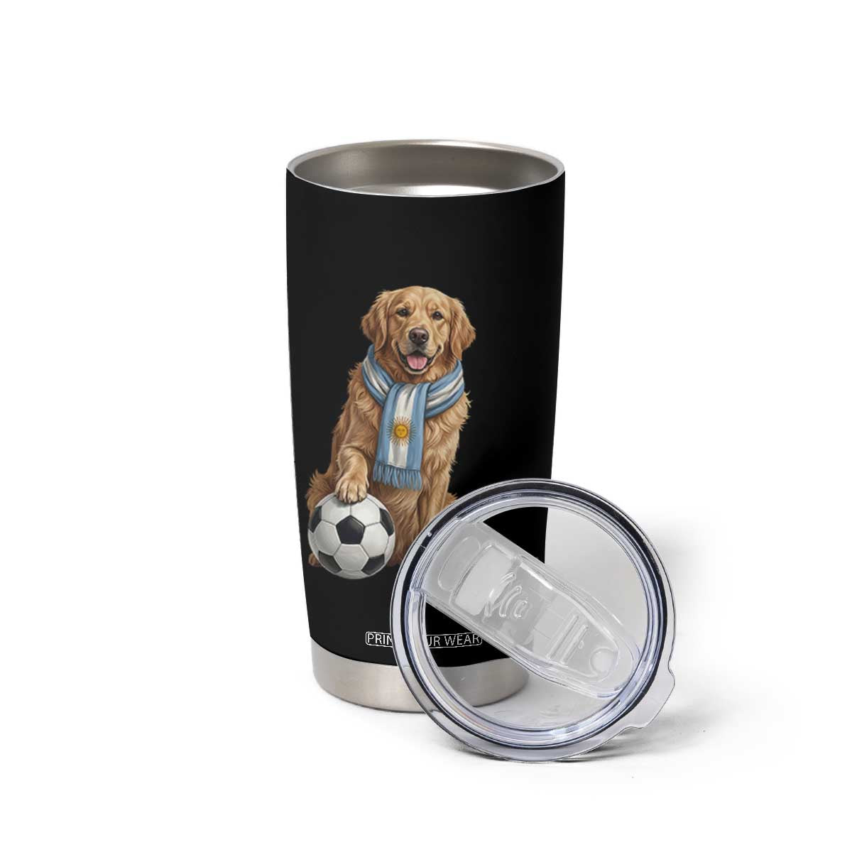Golden Retriever Soccer Fan Tumbler Cup Argentina Football Pride