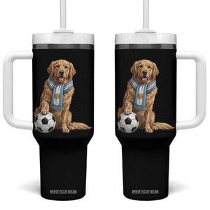 Golden Retriever Soccer Fan Tumbler With Handle Argentina Football Pride