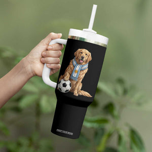 Golden Retriever Soccer Fan Tumbler With Handle Argentina Football Pride