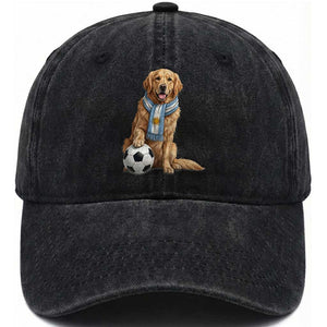 Golden Retriever Soccer Fan Washed Cotton Baseball Cap Argentina Football Pride