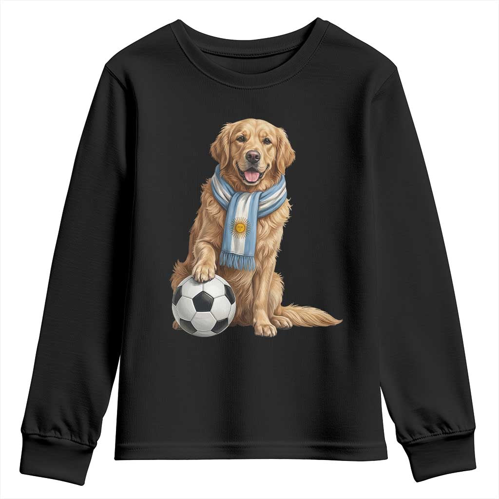 Golden Retriever Soccer Fan Youth Sweatshirt Argentina Football Pride TS12 Black Print Your Wear