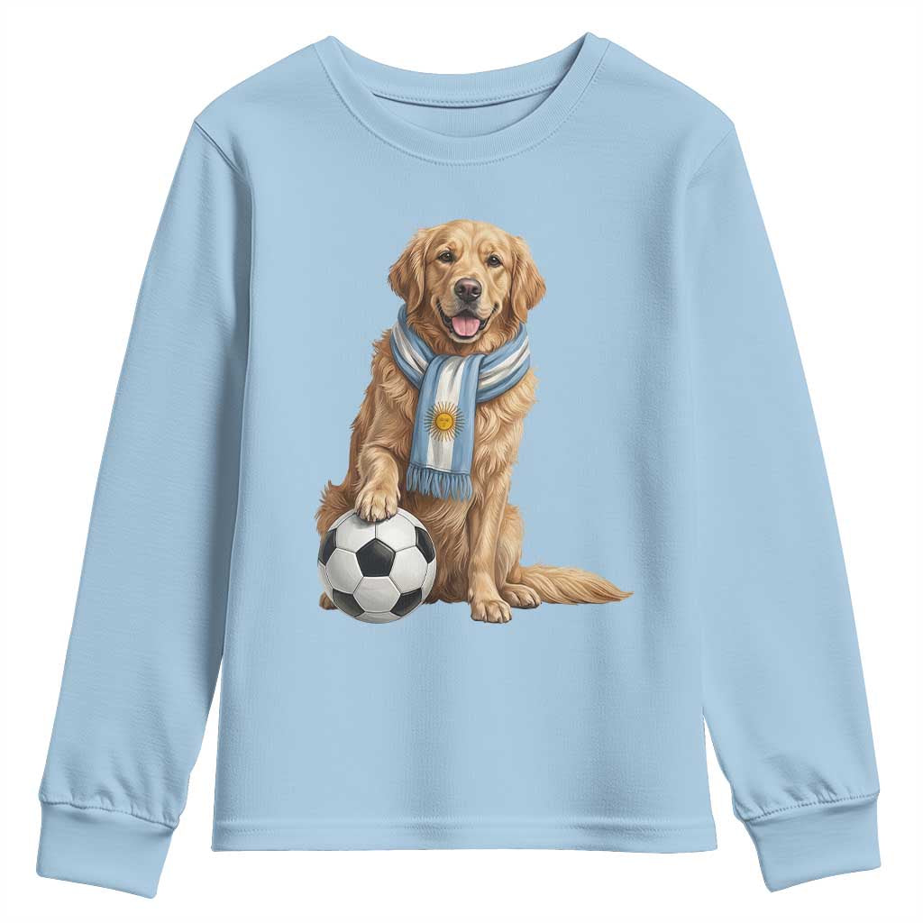 Golden Retriever Soccer Fan Youth Sweatshirt Argentina Football Pride