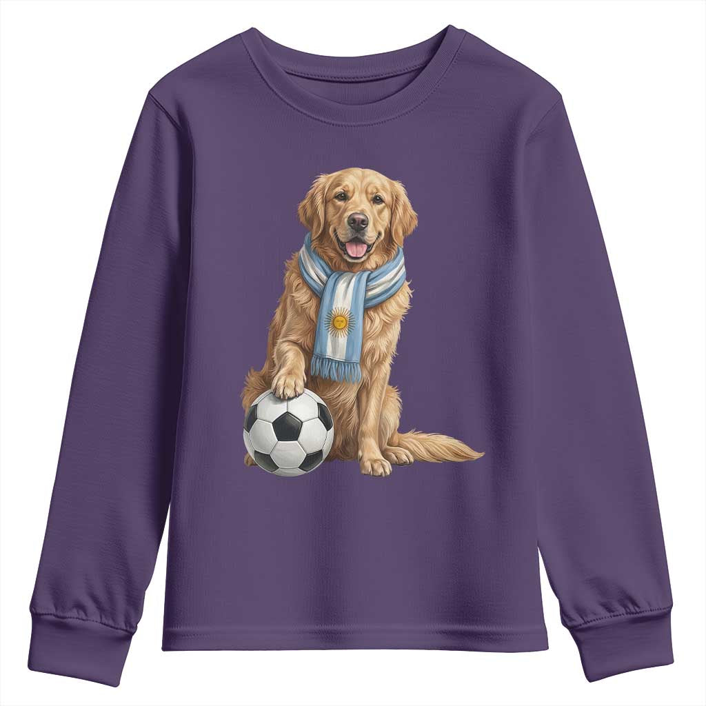 Golden Retriever Soccer Fan Youth Sweatshirt Argentina Football Pride