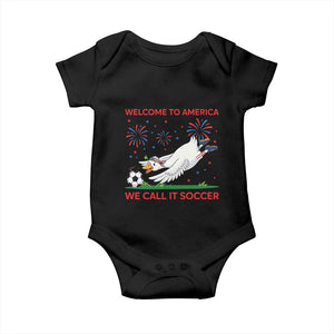 Funny USA Goose Football Baby Onesie Welcome To America We Call It Soccer TS12 Black Print Your Wear