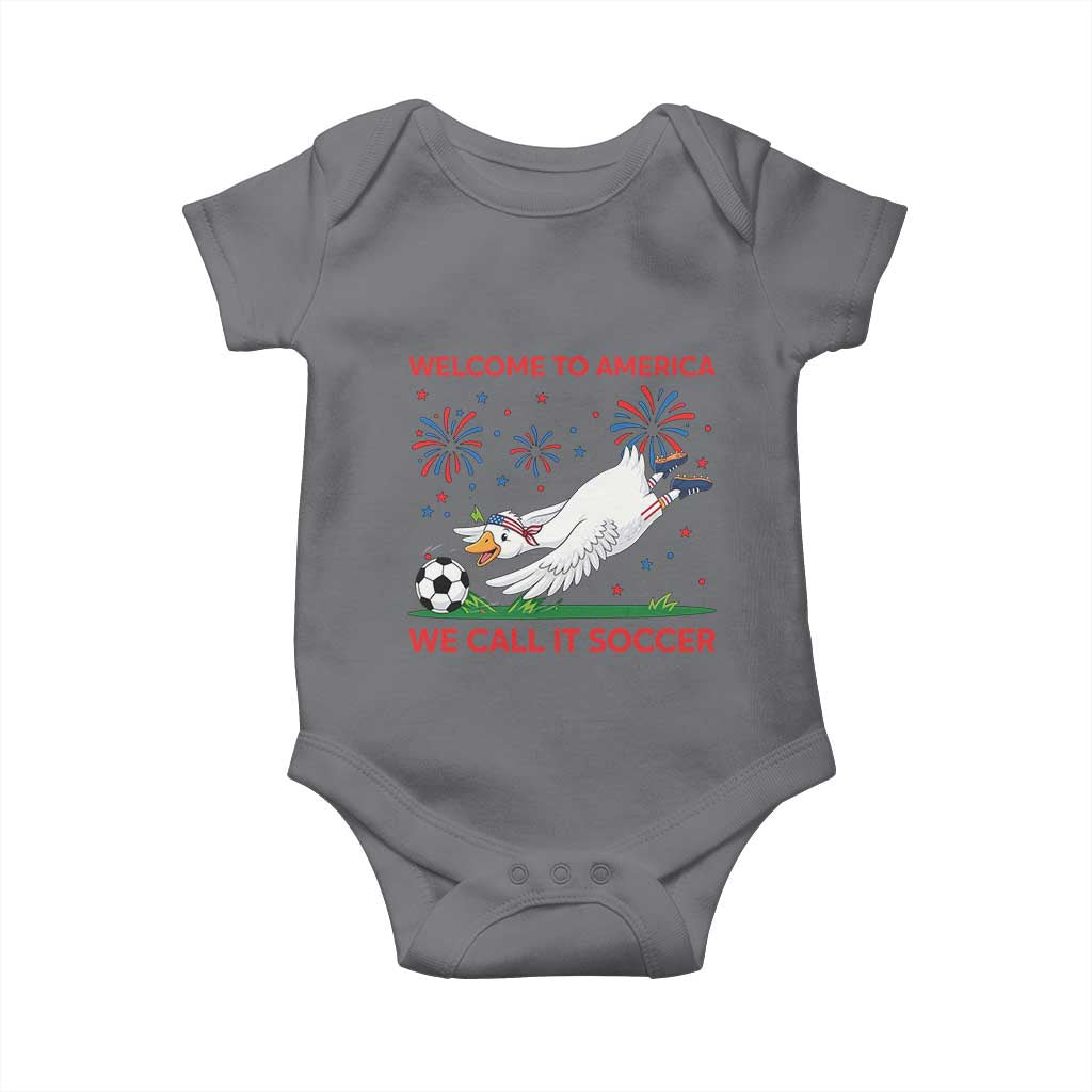 Funny USA Goose Football Baby Onesie Welcome To America We Call It Soccer TS12 Charcoal Print Your Wear