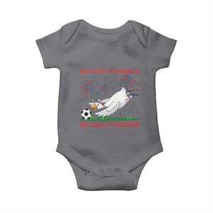 Funny USA Goose Football Baby Onesie Welcome To America We Call It Soccer TS12 Charcoal Print Your Wear