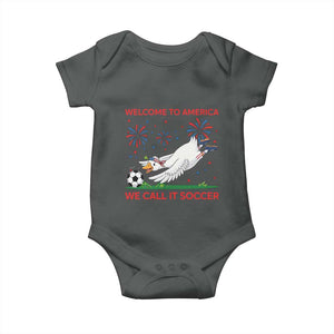 Funny USA Goose Football Baby Onesie Welcome To America We Call It Soccer TS12 Dark Heather Print Your Wear