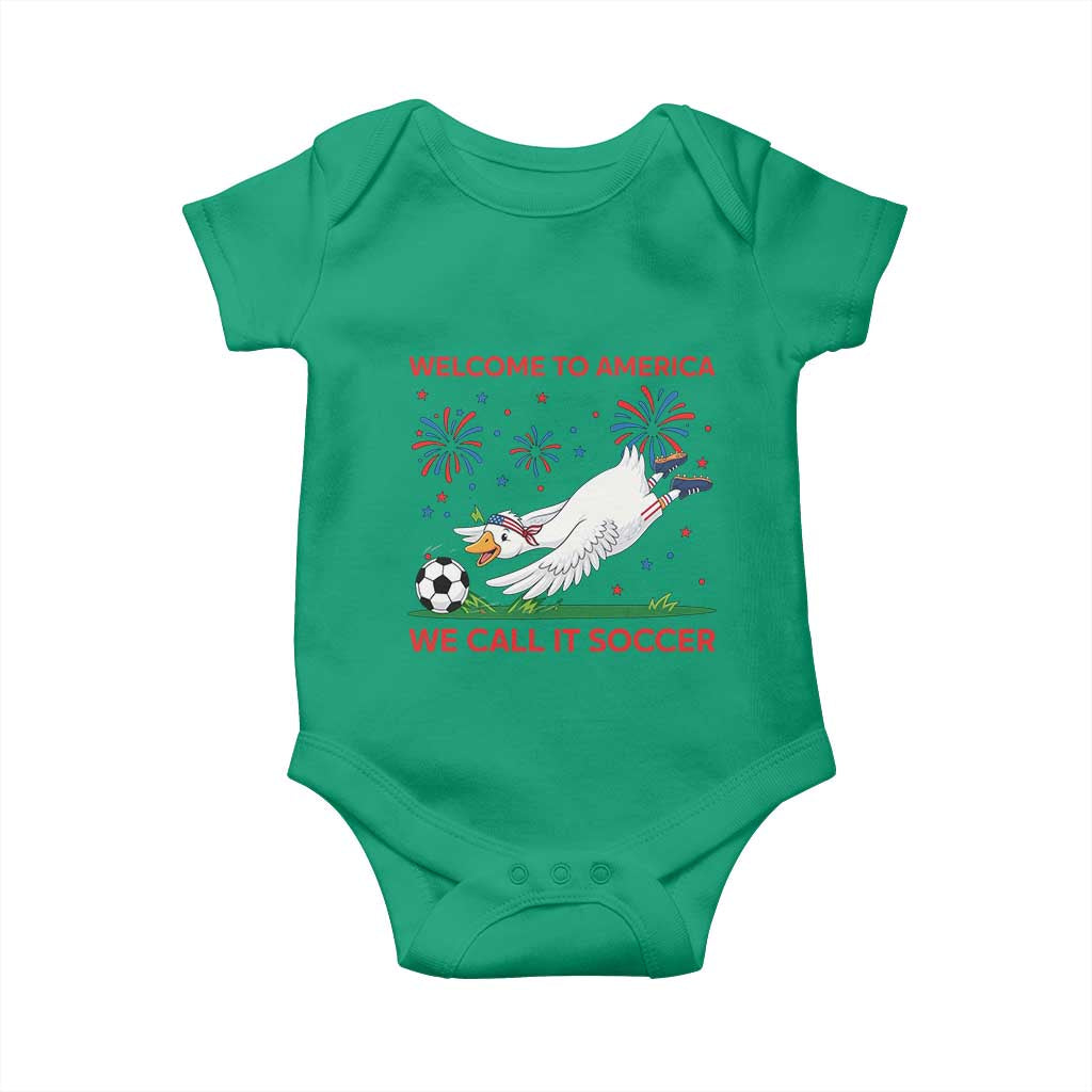 Funny USA Goose Football Baby Onesie Welcome To America We Call It Soccer TS12 Irish Green Print Your Wear