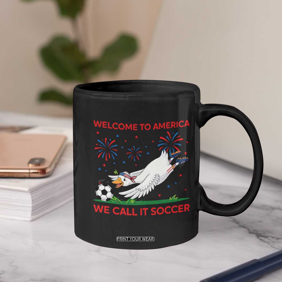 Funny USA Goose Football Coffee Mug Welcome To America We Call It Soccer