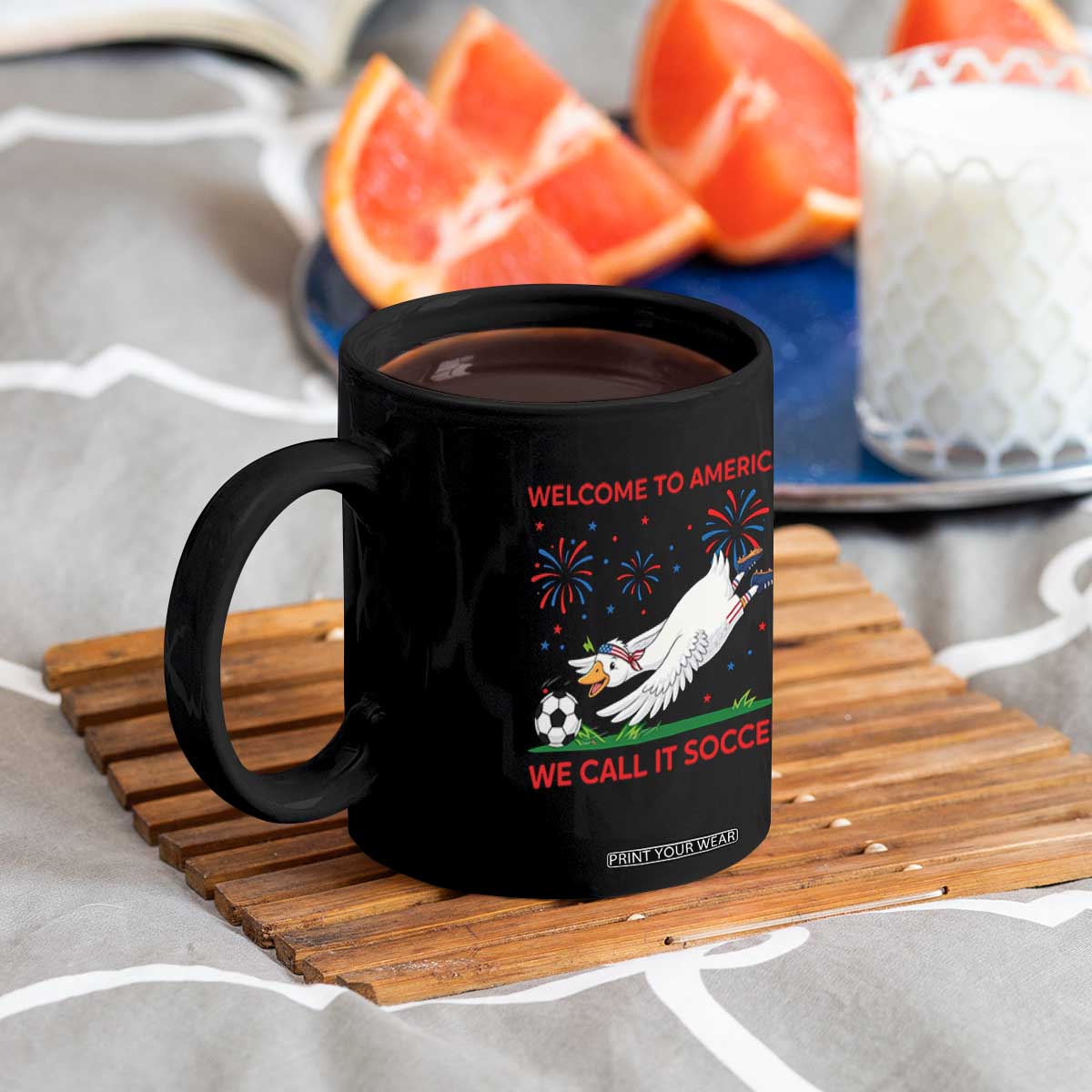 Funny USA Goose Football Coffee Mug Welcome To America We Call It Soccer