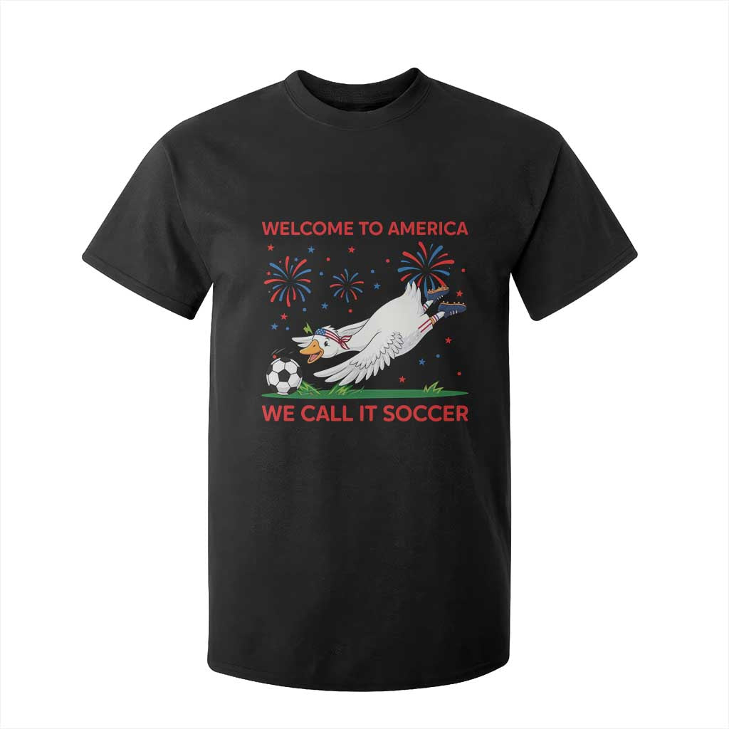 Funny USA Goose Football T Shirt For Kid Welcome To America We Call It Soccer