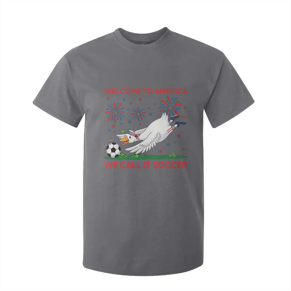 Funny USA Goose Football T Shirt For Kid Welcome To America We Call It Soccer