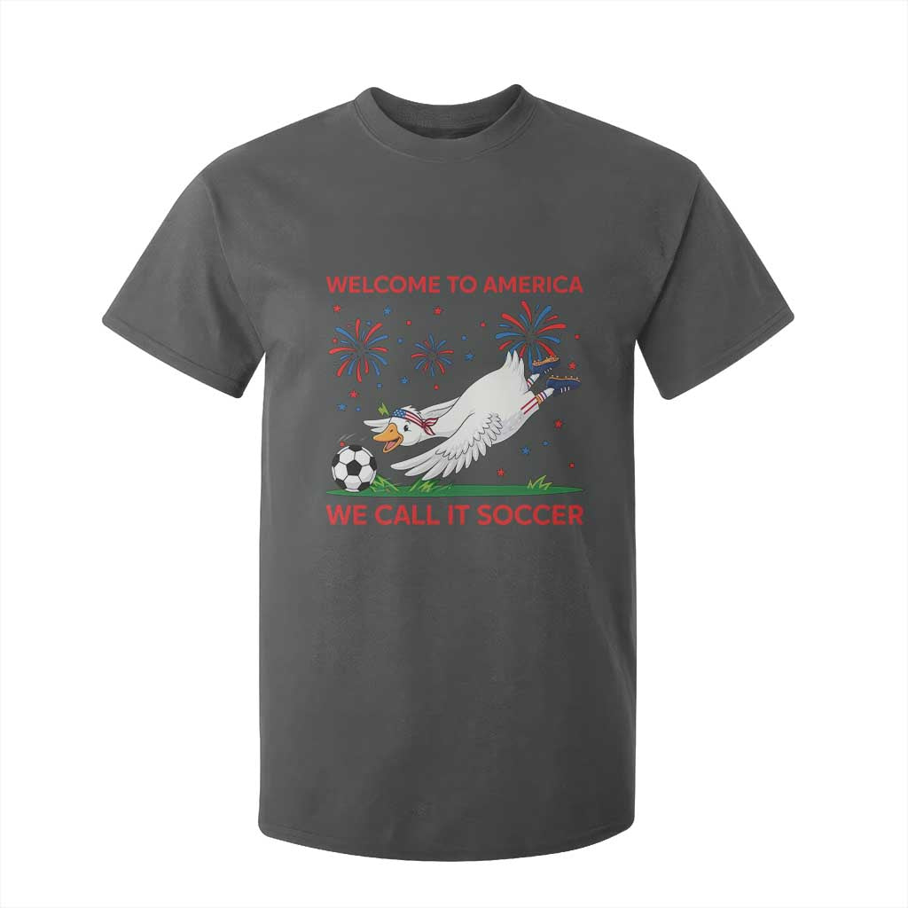 Funny USA Goose Football T Shirt For Kid Welcome To America We Call It Soccer