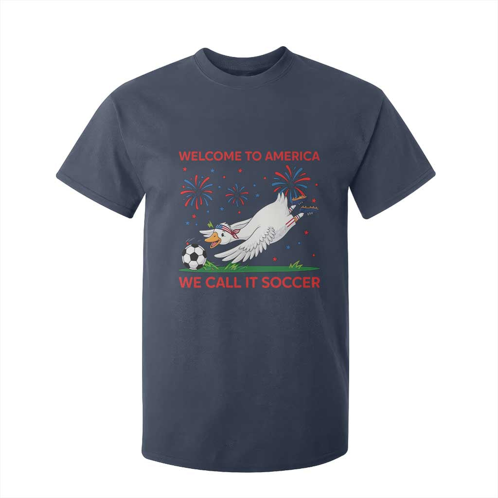 Funny USA Goose Football T Shirt For Kid Welcome To America We Call It Soccer