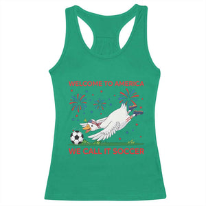 Funny USA Goose Football Racerback Tank Top Welcome To America We Call It Soccer