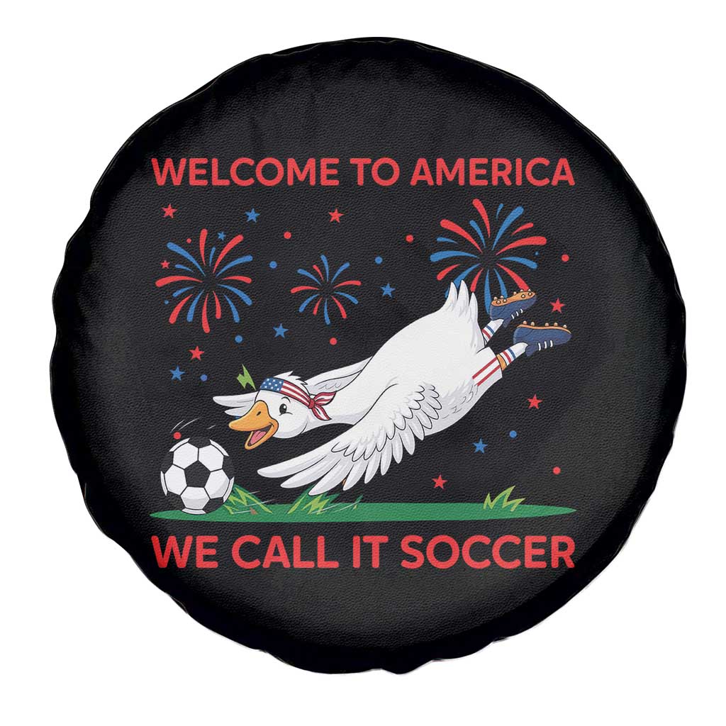Funny USA Goose Football Spare Tire Cover Welcome To America We Call It Soccer