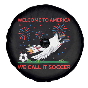 Funny USA Goose Football Spare Tire Cover Welcome To America We Call It Soccer