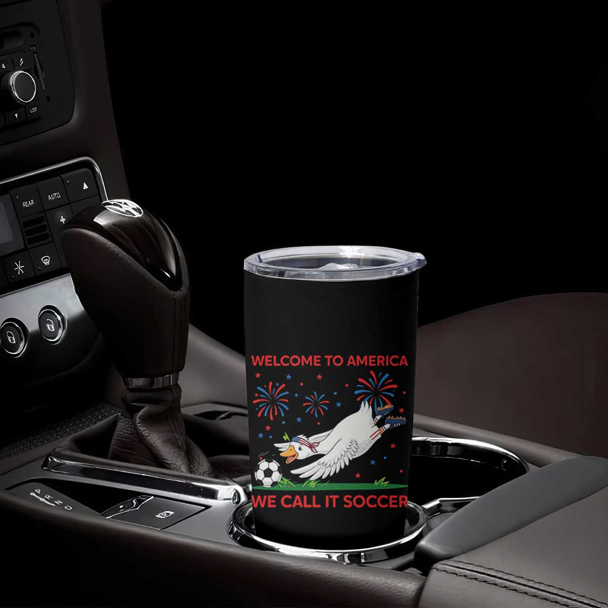 Funny USA Goose Football Tumbler Cup Welcome To America We Call It Soccer