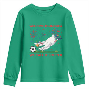 Funny USA Goose Football Youth Sweatshirt Welcome To America We Call It Soccer