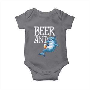 Dolphin And Beer Lover Funny Beach Life Gift Baby Onesie TS12 Charcoal Print Your Wear